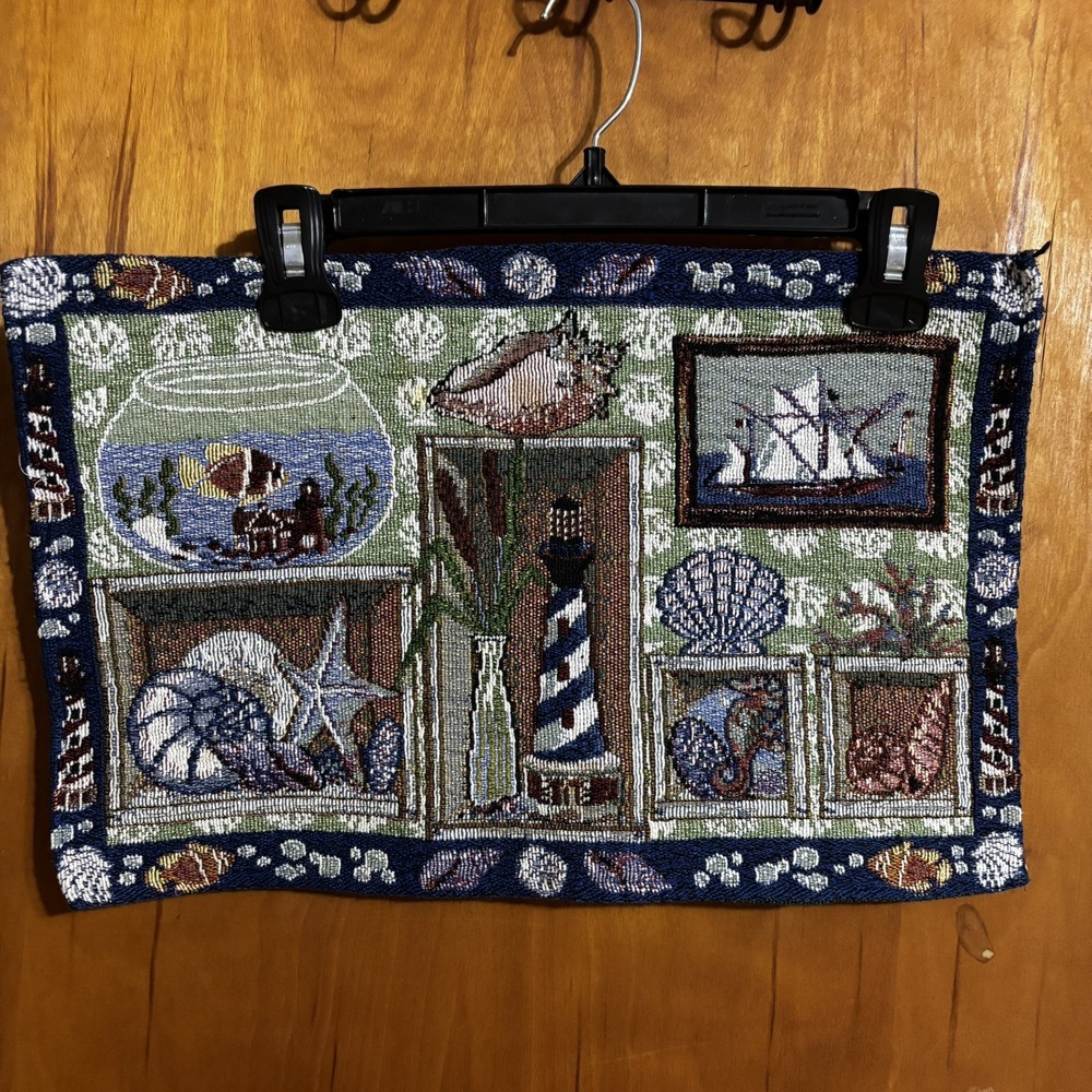 Nautical Lighthouse Ocean Boats Tapestry Placemats 17x11.5" 2 piece set